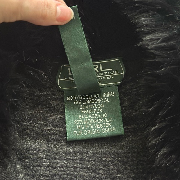 Ralph Lauren Black and Purple Patterned Vest with Fur Collar - Picture 6 of 6